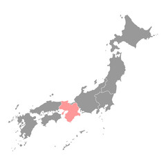 Kansai map, Japan region. Vector illustration