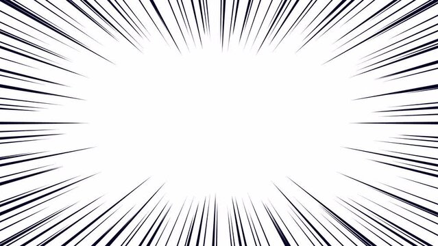 黒色の漫画風の集中線のアルファつきループアニメーション