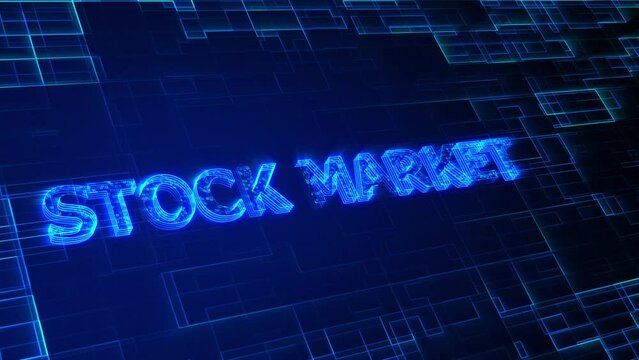 Stock market text animation 4k. word on digital screen concept.
