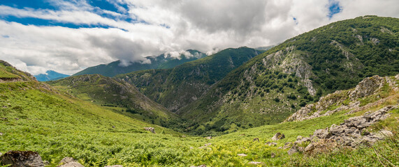 Fototapeta na wymiar Central Massif from Sotres, Picos de Europa National Park, Asturias, Spain, Europe