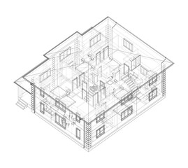 Residential building technical drawing