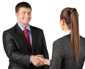 Portrait of Two Business People Shaking Hands