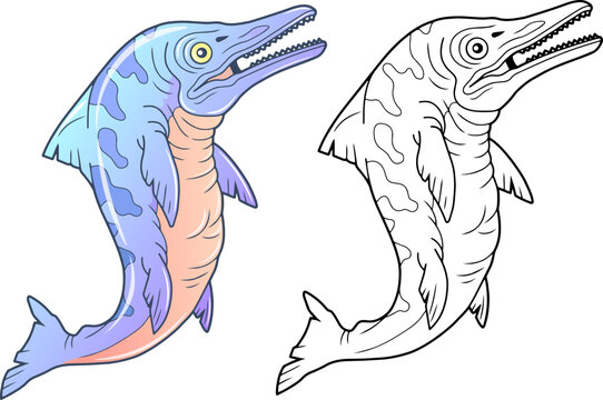 prehistoric marine dinosaur ichthyosaur, illustration design