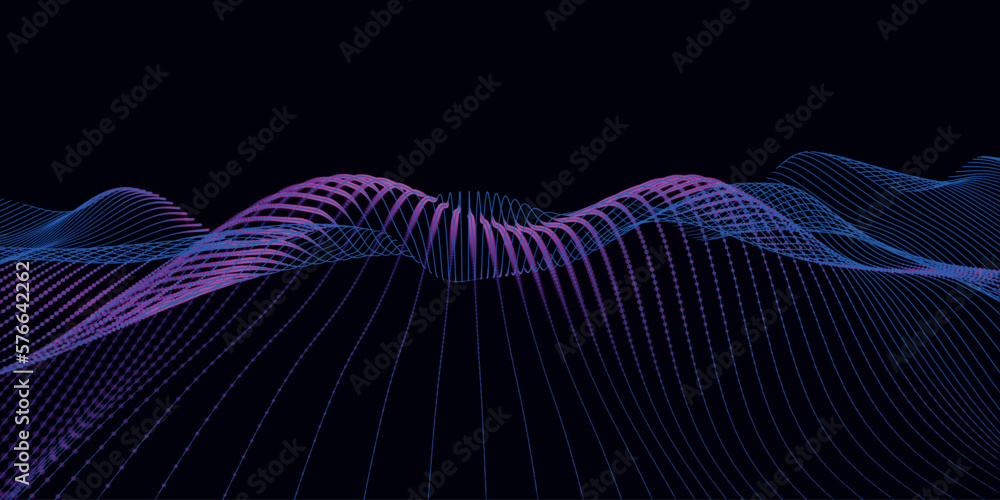 Poster abstract digital particle wave. futuristic dotted wave. technology background vector. vector illustr
