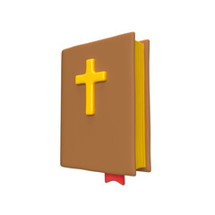 Fototapeta premium Holy Bible 3D christian icon. Book logo in firm cover. Design element. Graphic on the isolated white background with clipping path
