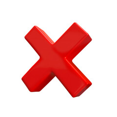Red rejection icon render. 3D rejected sign. Check mark. Cross sign - can be used as symbols of wrong, close, deny etc. Created For Mobile, Web, Decor, Application. Illustration with clipping path