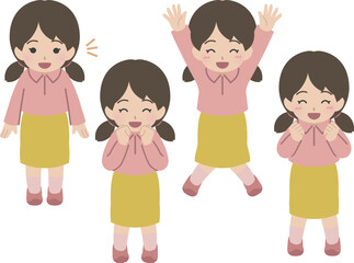 女児の喜ぶ表情段階セット　私服