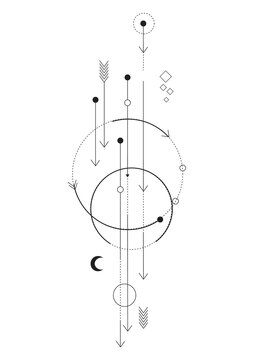 Tribal geometric elements. Tribal minimalism. Perfect for geometric tattoo. alchemy conceptual content