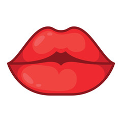 Kiss Mouth Shape Cartoon Style