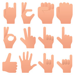 Set Of Various Hand Gestures