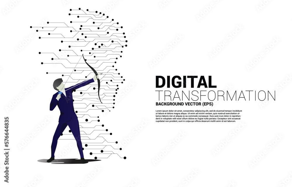 Aufkleber man head from dot connect line circuit board style . concept background human future and technology