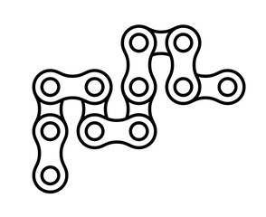 Roller chain links icon. Motorcycle or bicycle chain. Symbol of mechanisms or machines.
