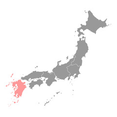 Kyushu map, Japan region. Vector illustration