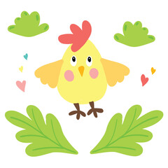 Easter cute chickens, vector in pastel color.