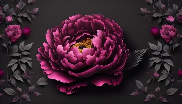 pink flower on a black background generative AI.