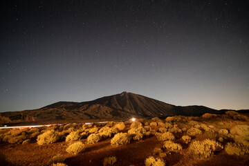 Fototapeta na wymiar Night Sky Landscape at volcano Teide in Tenerife
