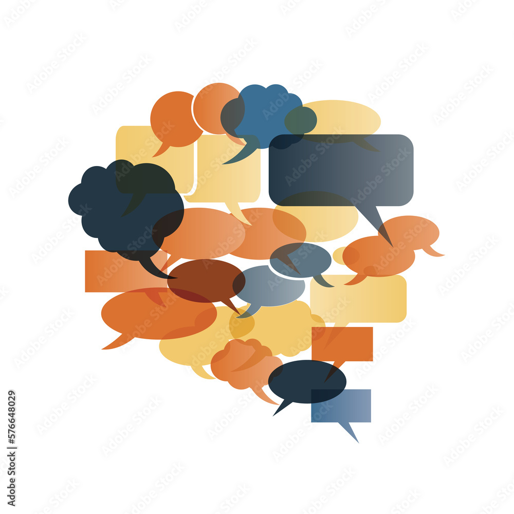 Poster big speech bubble made from small bubbles - template with retro style colors isolated on white backg