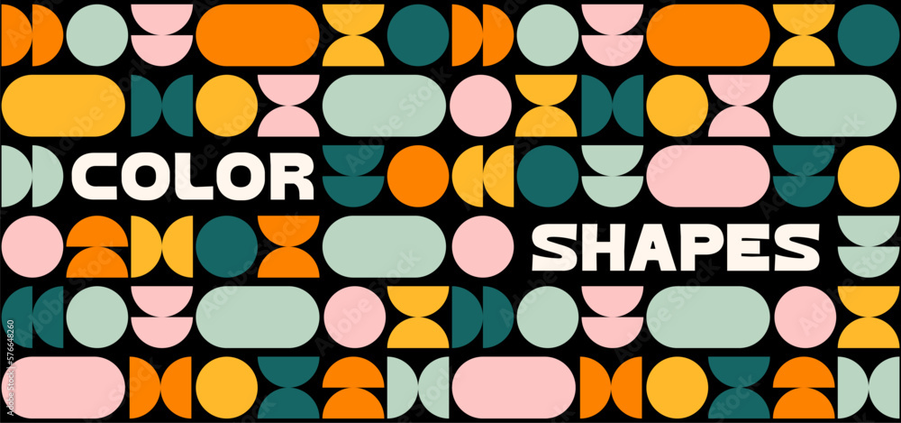 Poster abstract retro poster design. bauhaus and brutalist style pattern. vector color geometric shapes