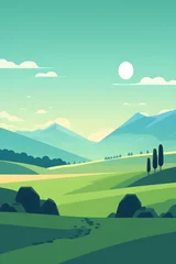 Fotobehang landscape with hills and mountains made with Generative AI.  © imagined