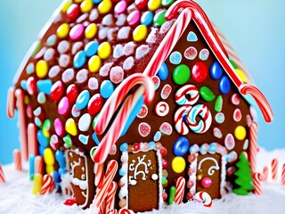 Candy Gingerbread House, Generative AI Illustration