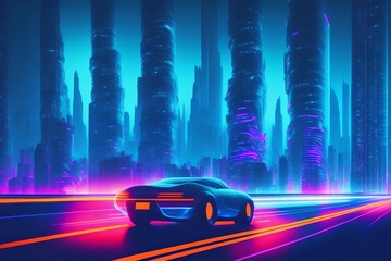 Fototapeta na wymiar Lights of Night City, Generative AI Illustration