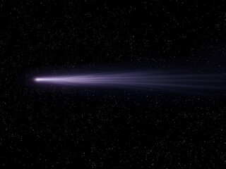 A comet with a long tail approached the sun. The glow of evaporating gas around a comet during its...