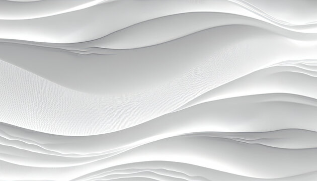 White Glossy Soft Waves. Abstract 3D Rendering © Interactify
