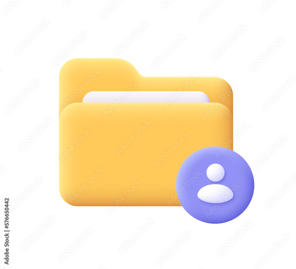 Poster folder with user icon symbol. file management, database, data storage concept. 3d vector icon. carto