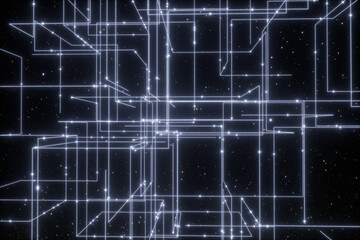 3d rendering science concept glow line
