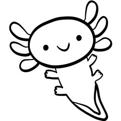Cute Axolotl, axolotl illustration, sea salamander, sea life, marine life