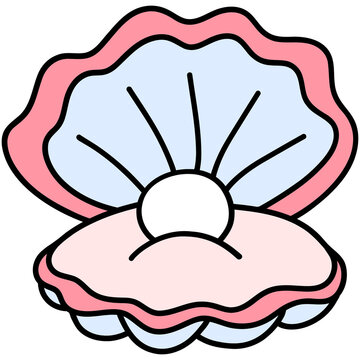Cute Pearl Shell, Shell illustration, Pearl Shell, cute shell illustration, sea life