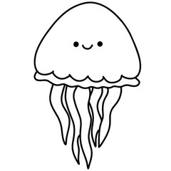 illustration of a jellyfish, cute jellyfish, sea creature 