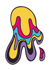 Hand drawn trippy abstract blob in neon colors, isolated vector illustration in cartoon design