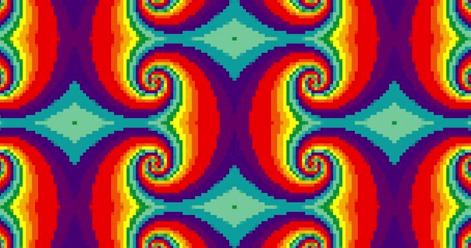 Fractal 3D kaleidoscope mandala, 3d abstract background of trippy art psychedelic trance to open third eye with visuals energy chakra. Pixel art abstract, 8 bit video game. 