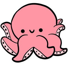 Cute Octopus, Squid, octopus illustration, sea life, animal illustration
