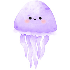 illustration of a jellyfish, cute jellyfish, sea creature