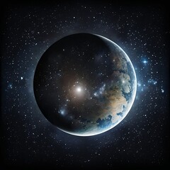 Fototapeta premium Shot of the earth view distance from the bright star in the sky