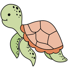 Sea Turtle, Turtle illustration, cute turtle, sea life, animal
