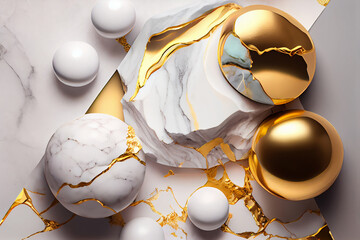 A collection of marbles and marbles with different colored balls on them. Generative ai