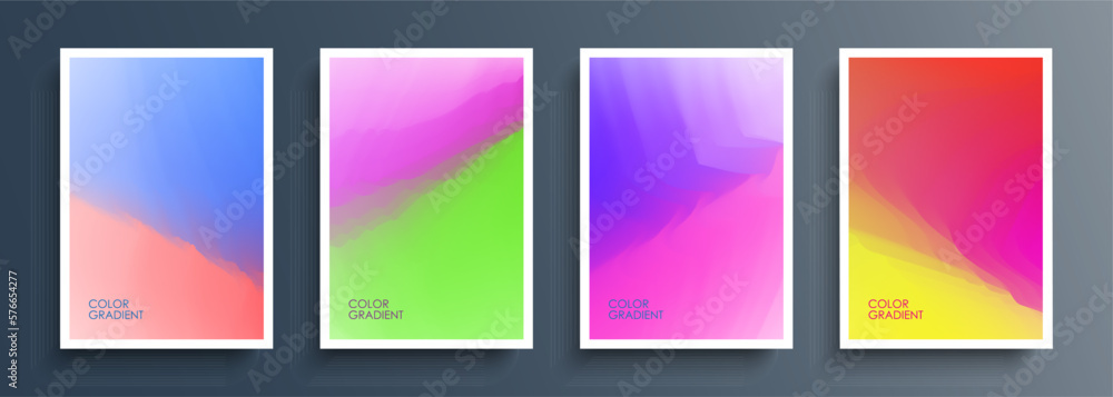 Poster set of abstract vibrant backgrounds with dynamic color gradients. graphic templates collection for b