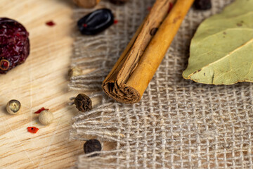 Fresh and fragrant cinnamon bark Sticks close-up