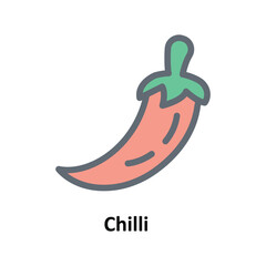 Chilli Vector Fill outline Icons. Simple stock illustration stock