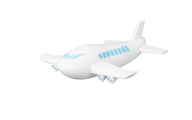 Cartoon airplane in the white background, 3d rendering.