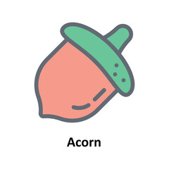 Fototapeta premium Acorn Vector Fill outline Icons. Simple stock illustration stock