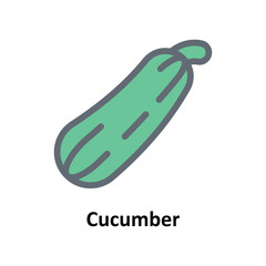 Cucumber Vector Fill outline Icons. Simple stock illustration stock