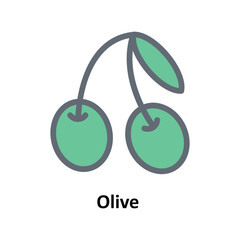 Olive Vector Fill outline Icons. Simple stock illustration stock