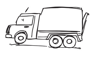 truck on a white background hand drawn vector illustration