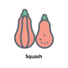 Squash Vector Fill outline Icons. Simple stock illustration stock