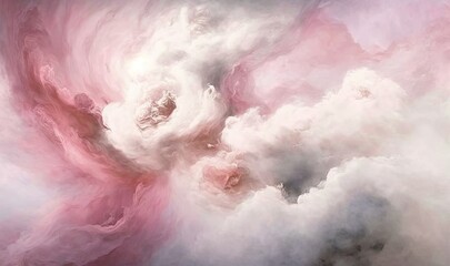  a pink and white cloud filled with water and clouds in the sky.  generative ai
