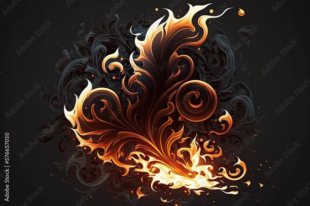 Sticker a conflagration with smoke and flames. generative ai